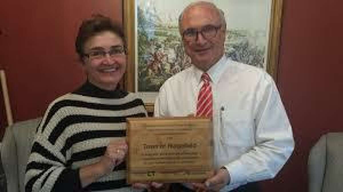 Town Treasurer Molly McGeehin with First Selectman Rudy Marconi.