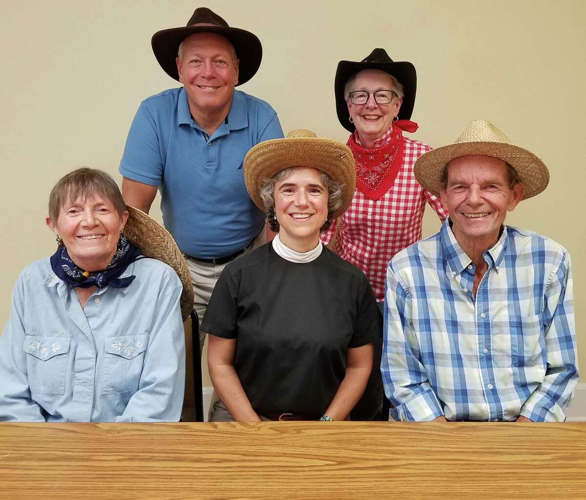 Some of the people behind Nutmeg & Neighbors are Pat Carlson, the Rev. Whitney Altopp and Richard Cutting; standing — Jack Herr and Lizzy Hanson.