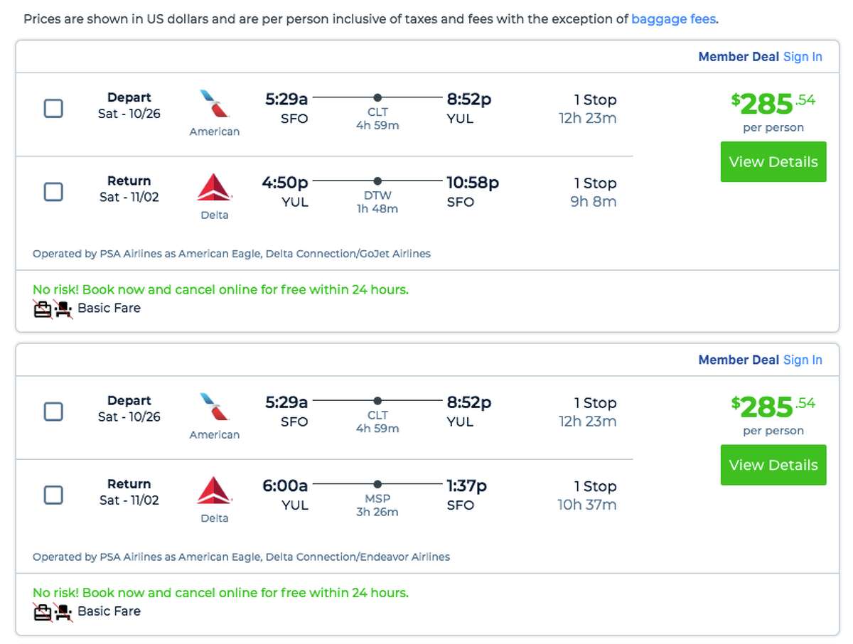 Flights to Montreal as low as 285 round trip through next June
