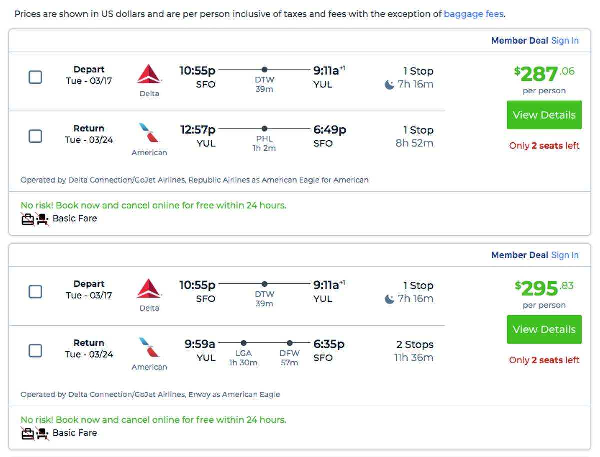 Cheap flights to Montreal