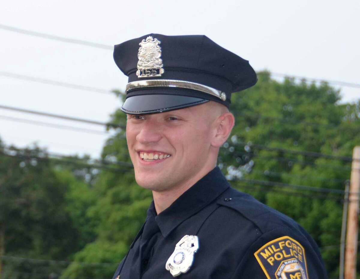 Eric Hoff on the night of his graduation from the Milford Police Academy July 10, 2019.