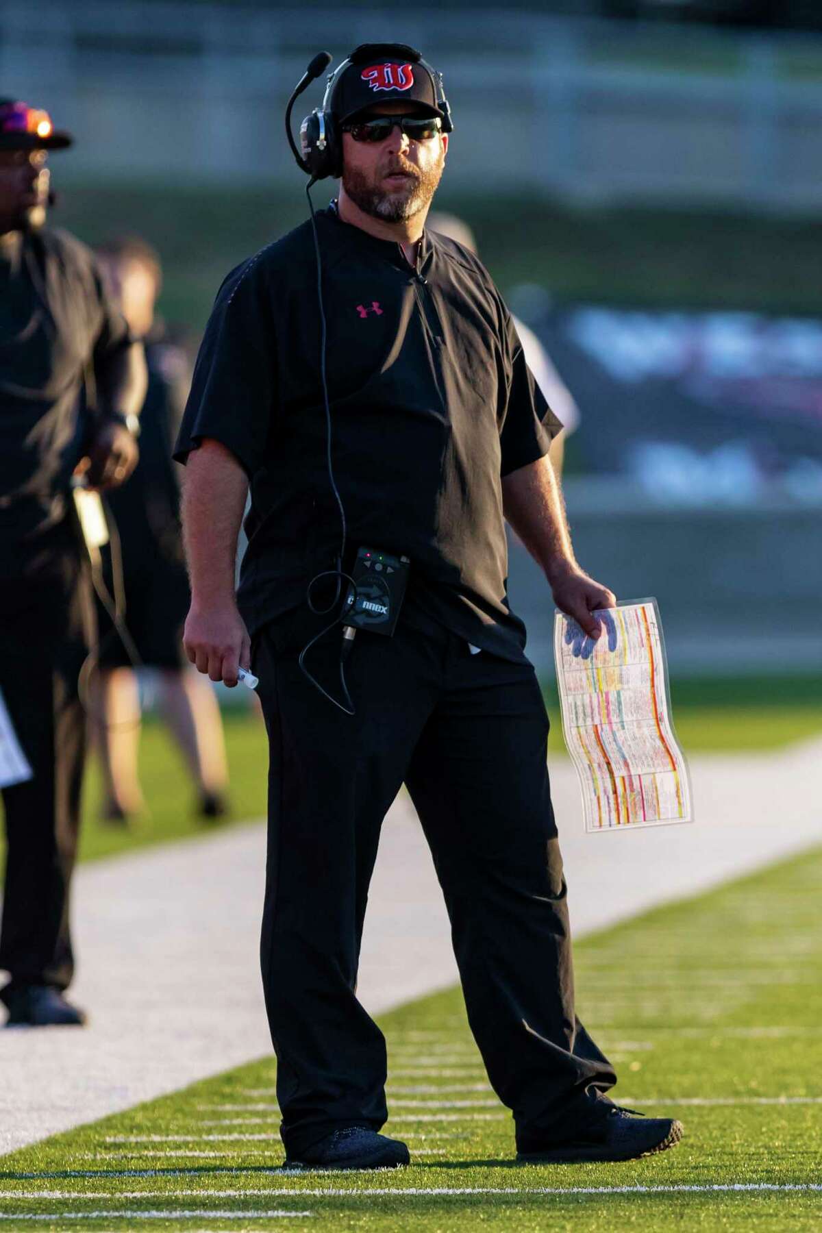 Westfield head coach Matt Meekins is shown durinng a high school football game, in Houston.