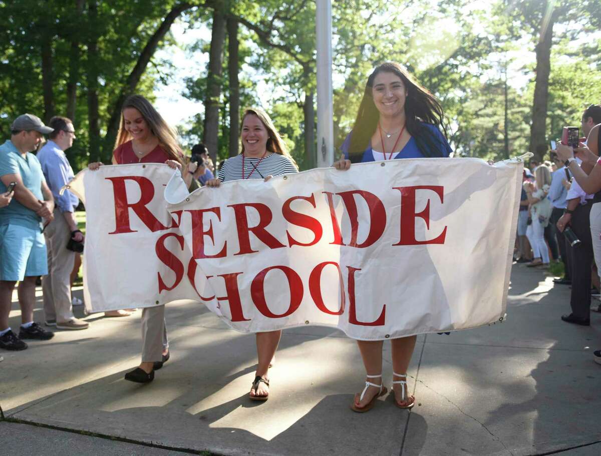 Photos from the Parade of Learners on the first day of school at Riverside School in the Riverside section of Greenwich, Conn. Thursday, Aug. 29, 2019.