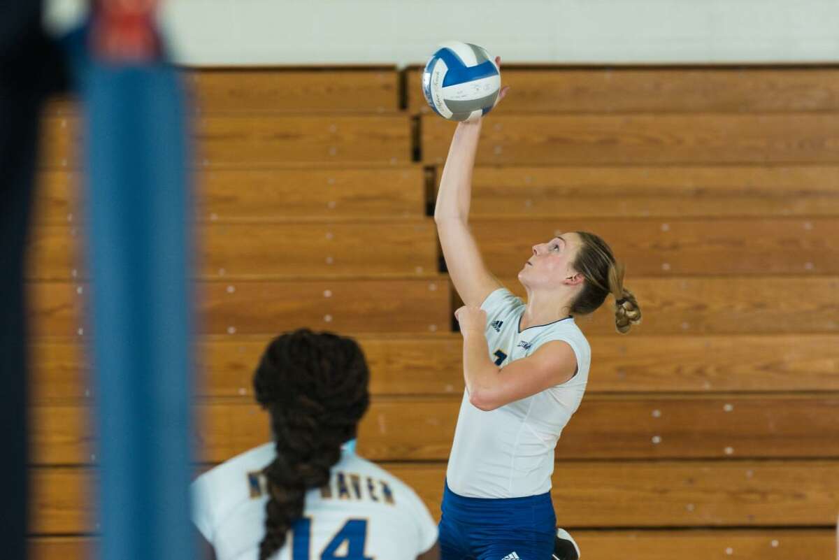 New Haven volleyball player Mallory Nowicki is a candidate for the NCAA Woman of the Year award.