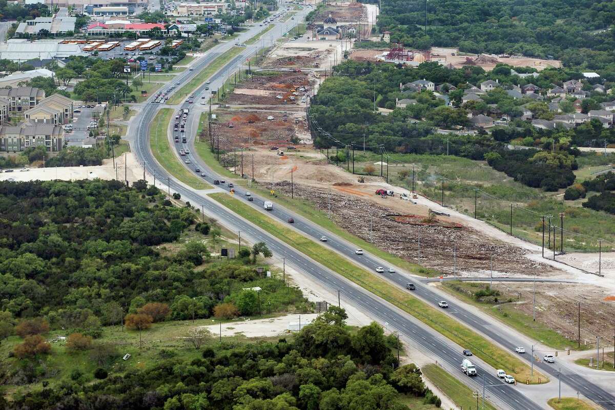U.S. 281 north of TPC Parkway is seen April 3, 2019 looking south. Cleared trees to the right of the highway indicate the area where the road is being expanded.