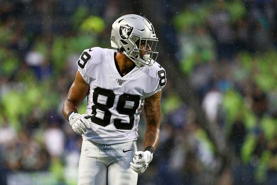 Keelan Doss, the No. 89 Oakland Raiders, plays in the first quarter against the Seattle Seahawks in their NFL pre-season game at CenturyLink Field on August 29, 2019 in Seattle, Washington. Photo: Abbie Parr / Getty Images