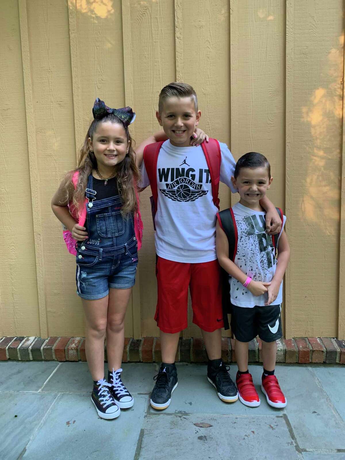 Baker Nankervis, Easton Nankervis, Sonny Nankervis on their first day of school. This is the only year that they will ever all be in the same school.