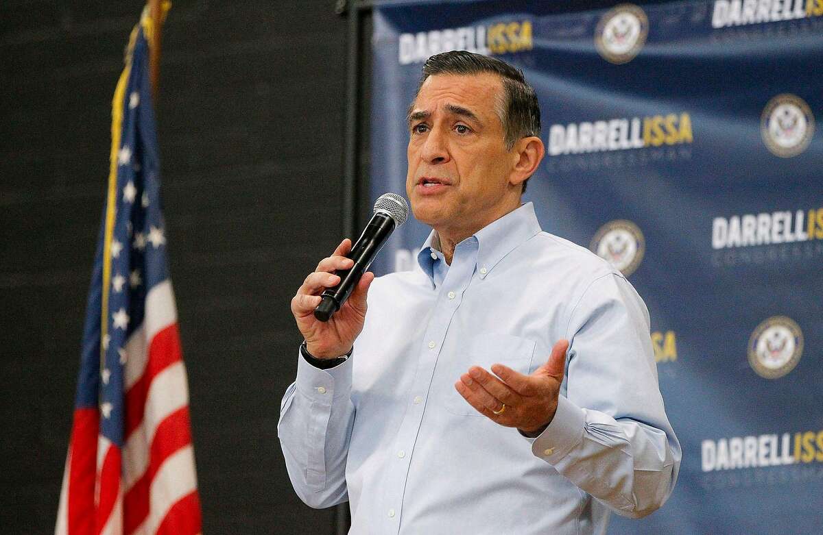 U.S. Rep. Darrell Issa, R-Calif., speaks to constituents during a town hall meeting on March 11, 2017, at the Junior Seau Beach Community Center in Oceanside, Calif.