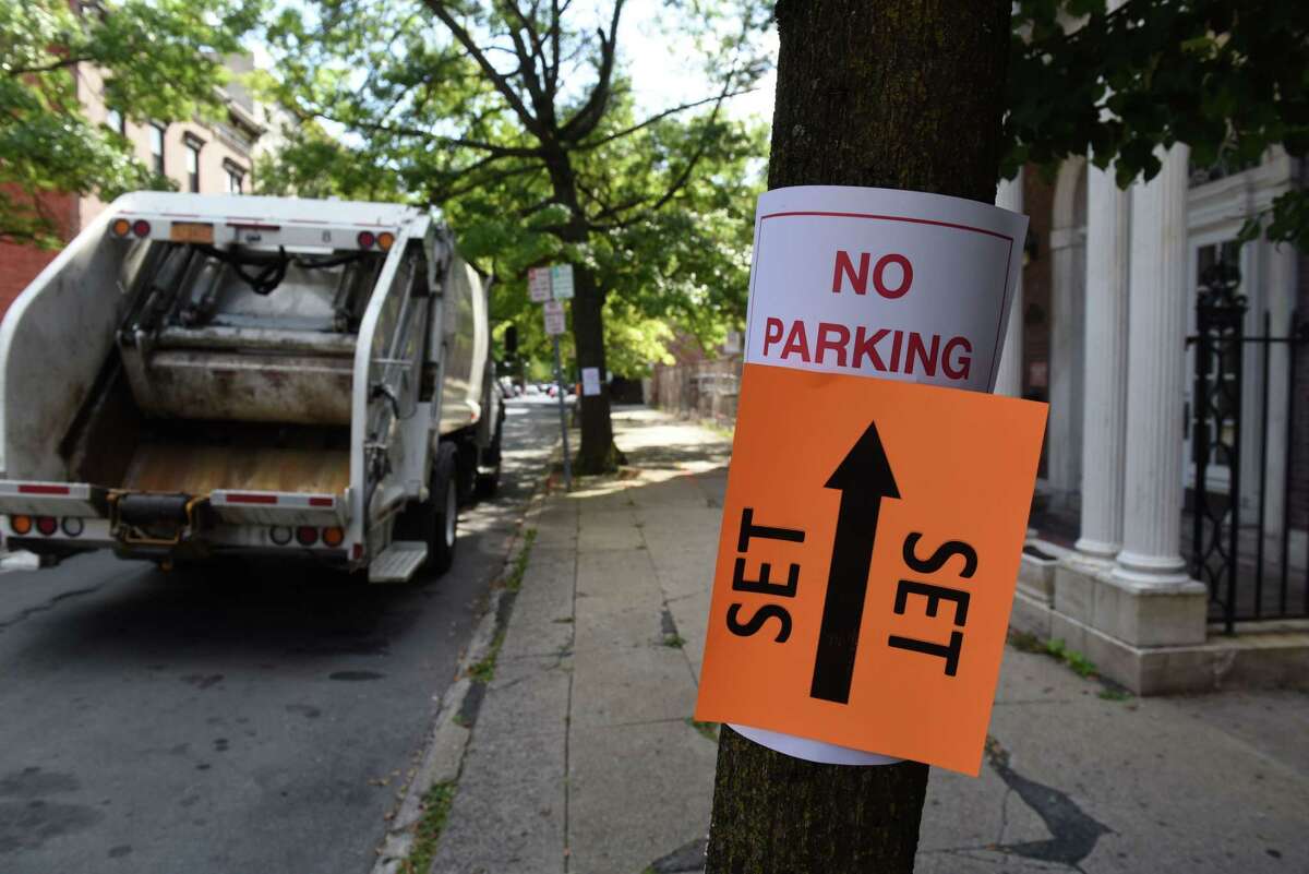 First Street is prepare for the shoot of 'Silent Retreat,' a romantic comedy directed by Todd Strauss-Schulson on Friday, Aug. 30, 2019, in Troy, N.Y. (Will Waldron/Times Union)