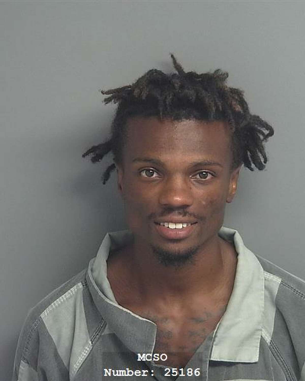 Sherman Dewayne Griffin, 21, of Willis, was taken into custody and charged with aggravated assault with a deadly weapon, a second-degree felony, and terroristic threat of a family member, a Class A misdemeanor.