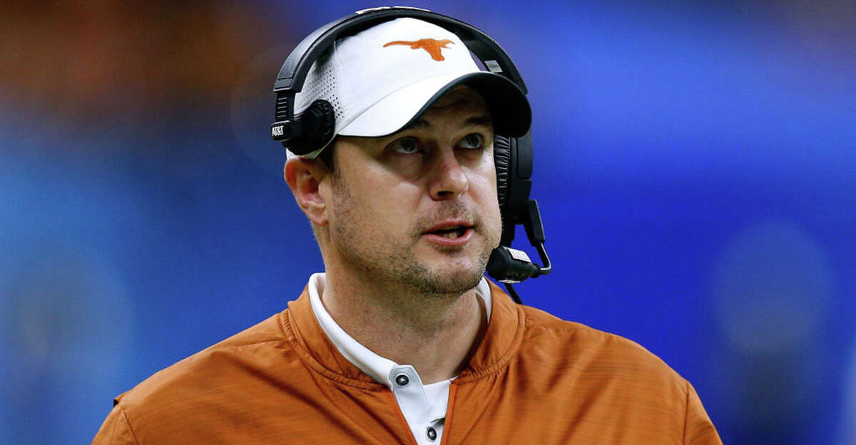 Head coach Tom Herman of the Texas Longhorns looks on during the second half of the Allstate Sugar Bowl against the Georgia Bulldogs at the Mercedes-Benz Superdome on January 01, 2019 in New Orleans, Louisiana. (Jonathan Bachman/Getty Images/TNS)