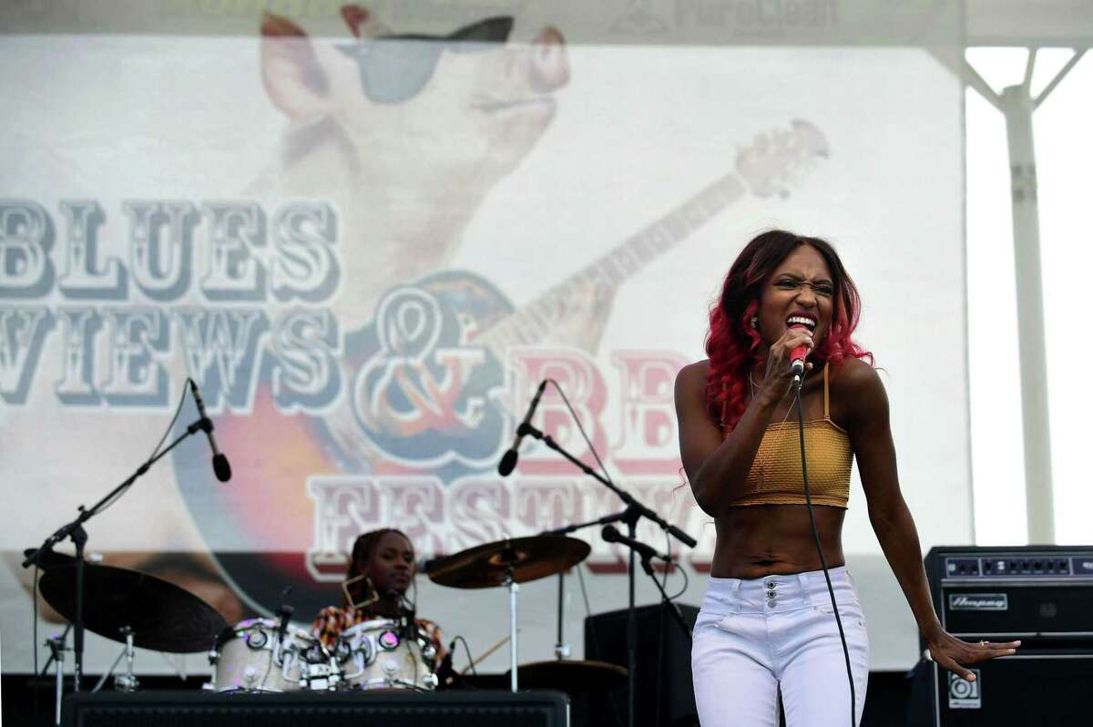Tierinii Jackson on lead vocals and Tikyra (TK) Jackson on drums and their band Southern Avenue perform during the Blues & Views Festival Saturday, August 31, 2019, at the Levitt Pavillion in Westport, Conn. A Fairfield County tradition since 2008, the festival continues Sunday and features a variety of established bands and soon-to-be-famous acts.