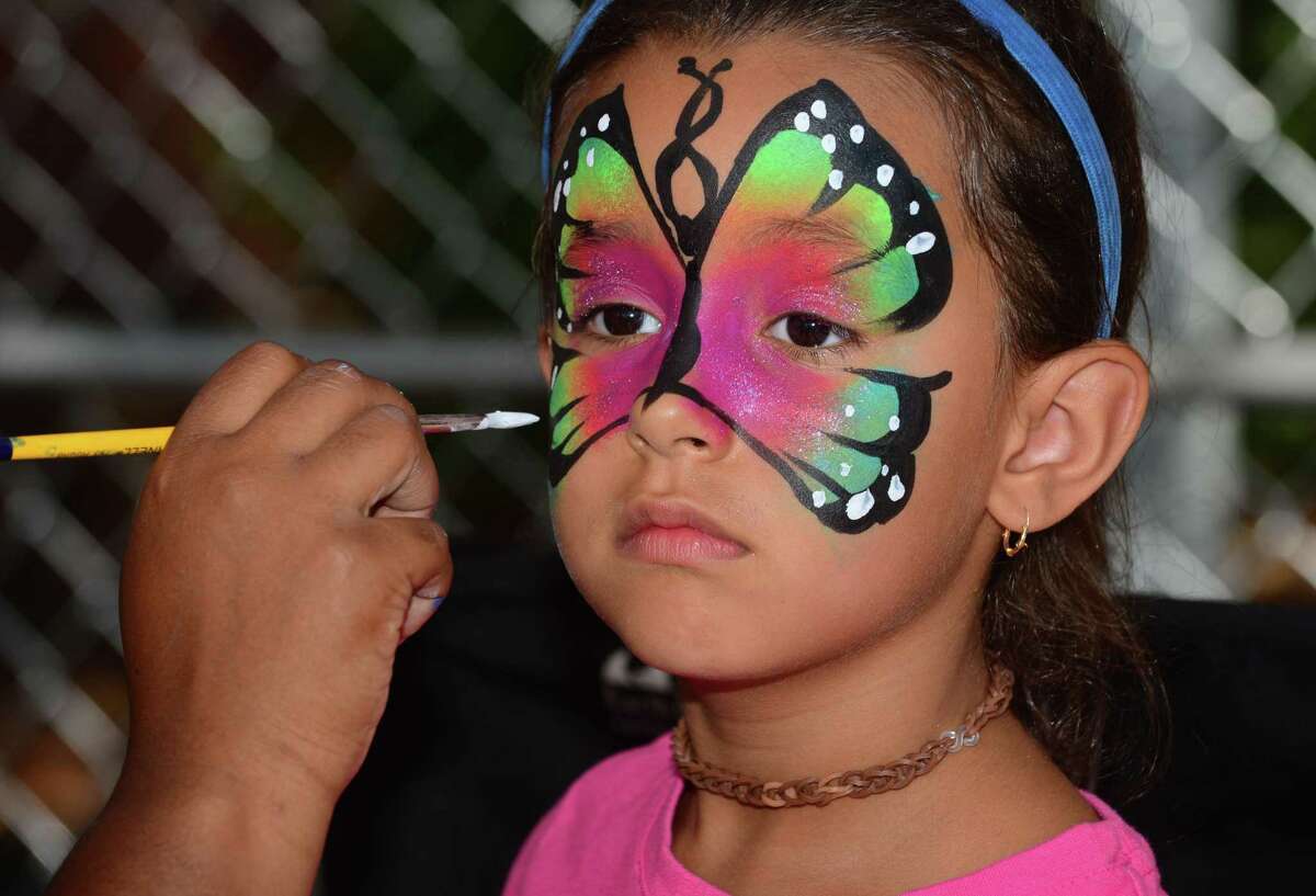Abigail Gorbachevskiy, 5, of Stamford get her face painted at The 12th annual Blues & Views Festival Saturday, August 31, 2019, at the Levitt Pavillion in Westport, Conn. A Fairfield County tradition since 2008, the festival continues Sunday and features a variety of established bands and soon-to-be-famous acts.