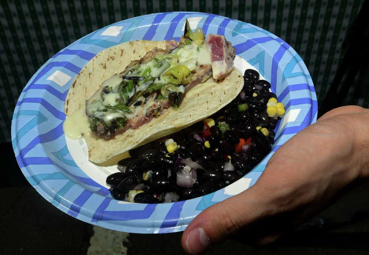 A tuna taco from Rory's at The 12th annual Blues & Views Festival Saturday, August 31, 2019, at the Levitt Pavillion in Westport, Conn. A Fairfield County tradition since 2008, the festival continues Sunday and features a variety of established bands and soon-to-be-famous acts.