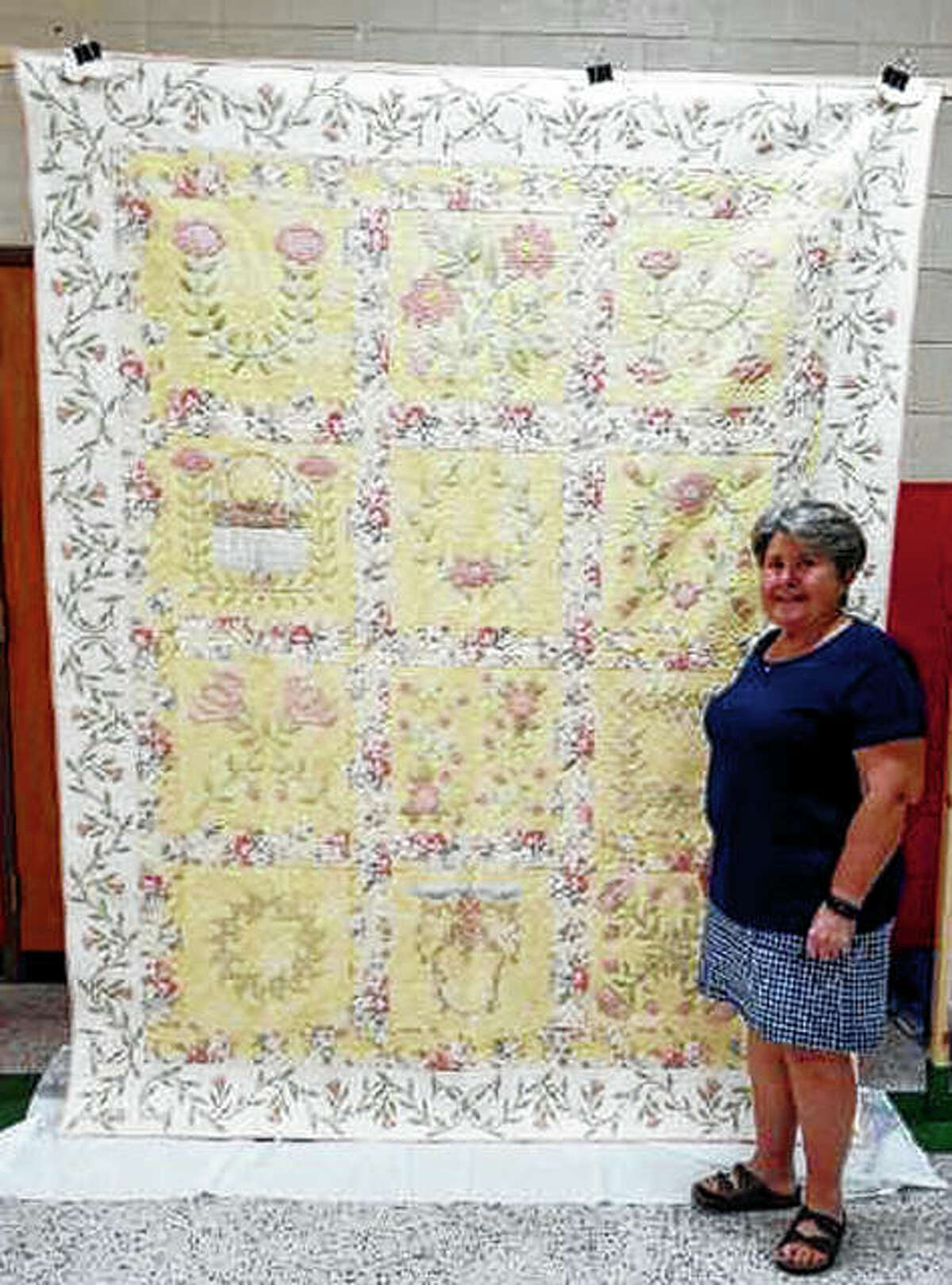 Judy Hayes of Jacksonville won the viewers’ choice quilt division award for her “Bespoke Blooms”.