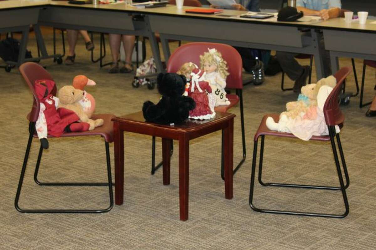 During the HSCB meeting, a visual family was placed at the center of the room — a table and a few chairs with stuffed animals in various shapes, sizes and colors that was a representation of the families and individuals the agencies served. (Courtesy photo)