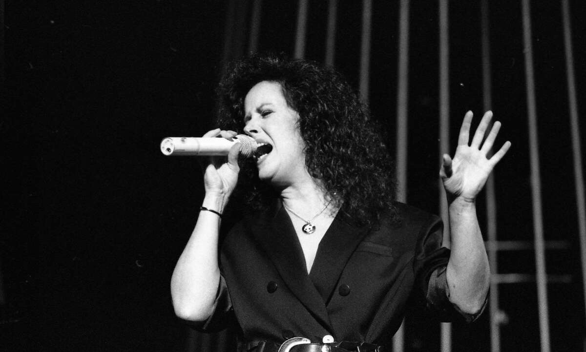 Grace Slick lead singer for the popular San Francisco band Jefferson Airplane, sings at a reunion show at the Greek Theater in Berkeley, September 22, 1989
