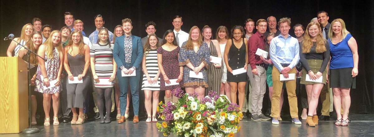 John Pettibone scholarships totaling $90,000 have been given this year to 38 graduates of New Milford High School. Recipients are shown above at the awards ceremony.
