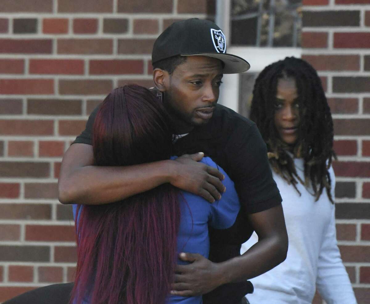 Friends and family of Nishawn Tolliver attend his funeral service at Bethel AME Church in Stamford, Conn. Tuesday, Sept. 3, 2019. Nishawn Tolliver, an 18-year-old Stamford High School student, died in a car accident on Canal Street in the early morning hours of Aug. 26. The car crash also killed 19-year-old Antoine-Pollack and sent four others to the hospital.