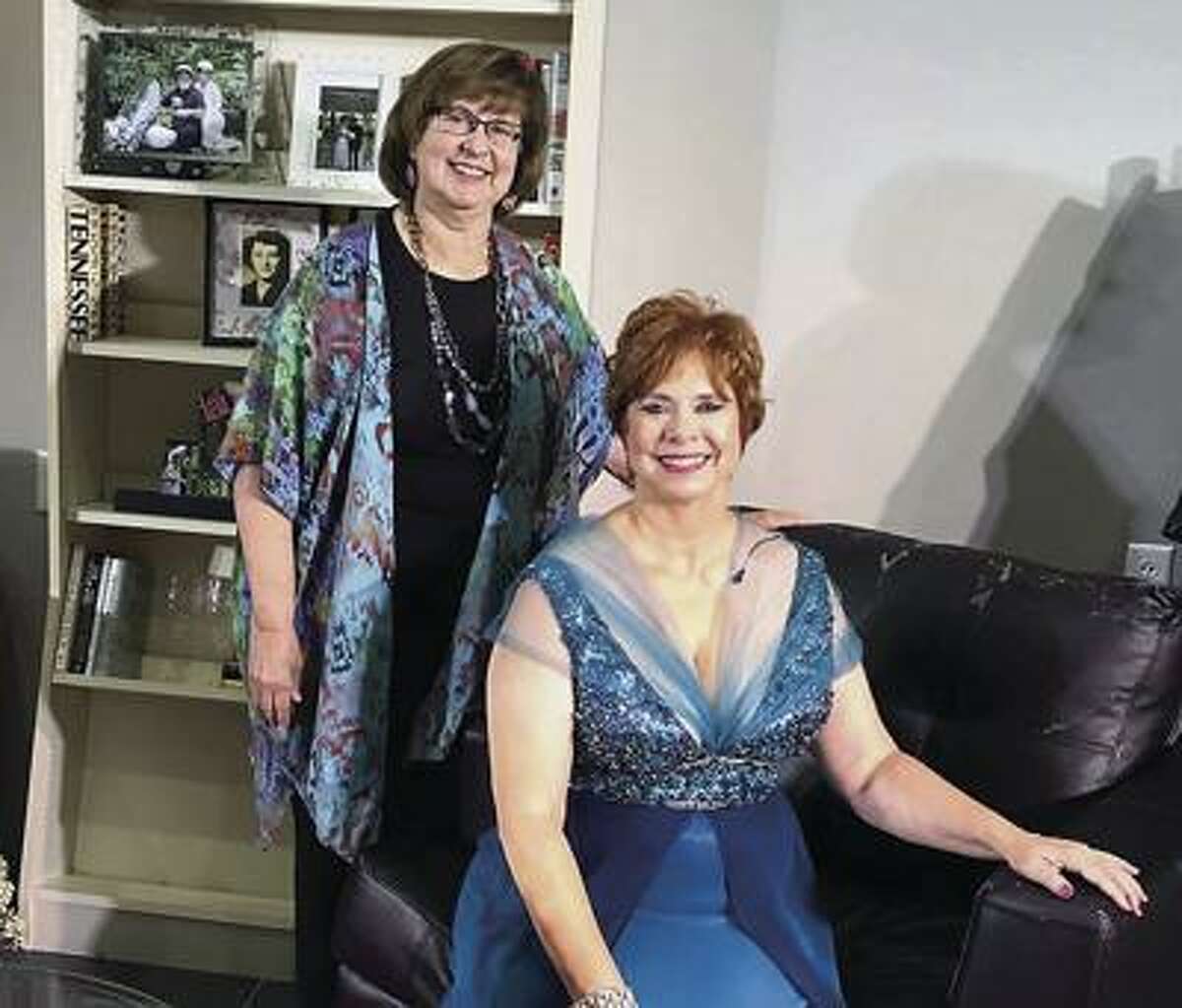Joan Burr (standing) and Nina Cathey Allbert perform at the Thomaston Opera House Sept .6-7 and Sept. 13-14.
