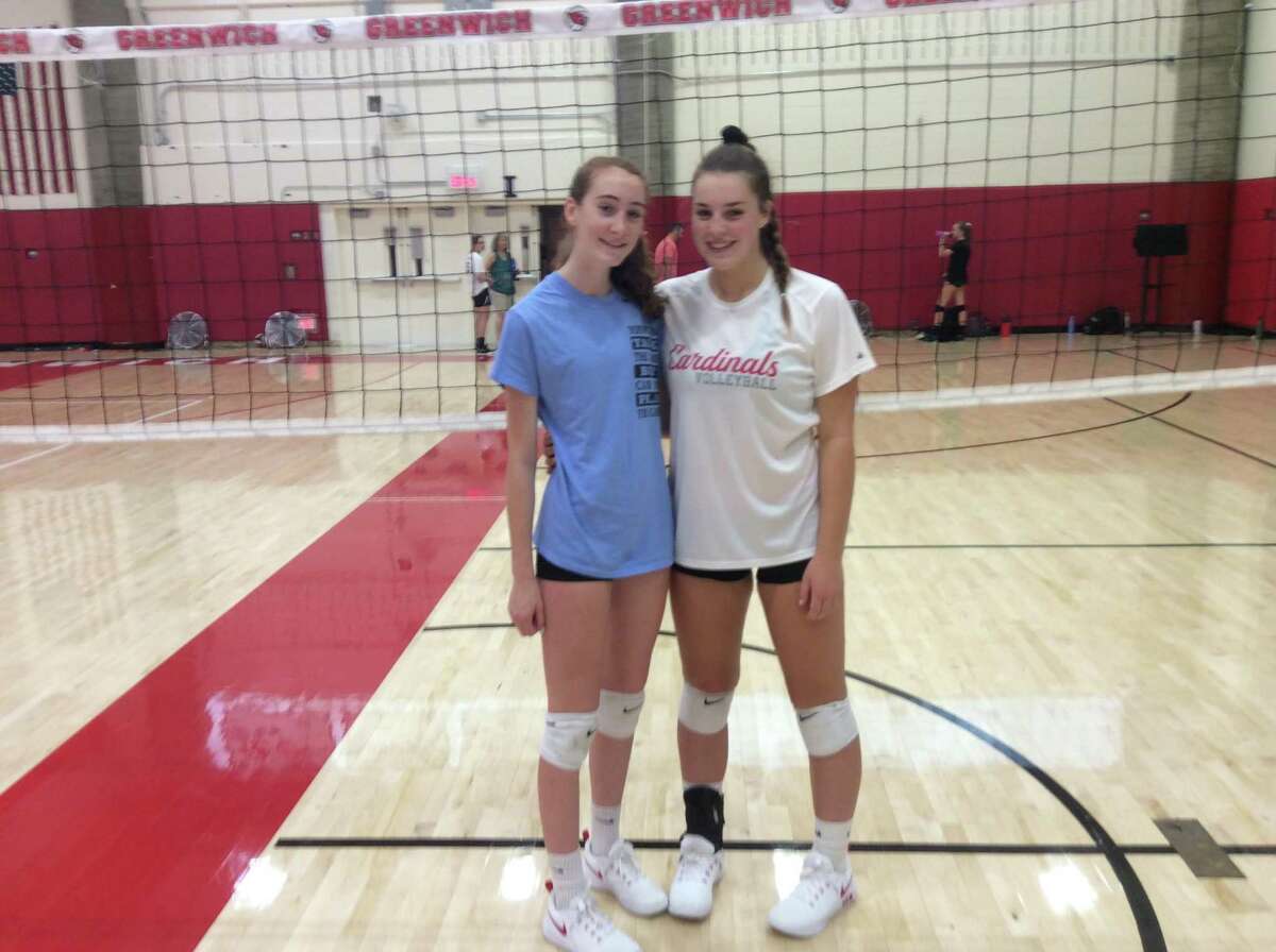 Ciara Munnelly, left and Lilly Saleeby are captains of the Greenwich High girls volleyball team.