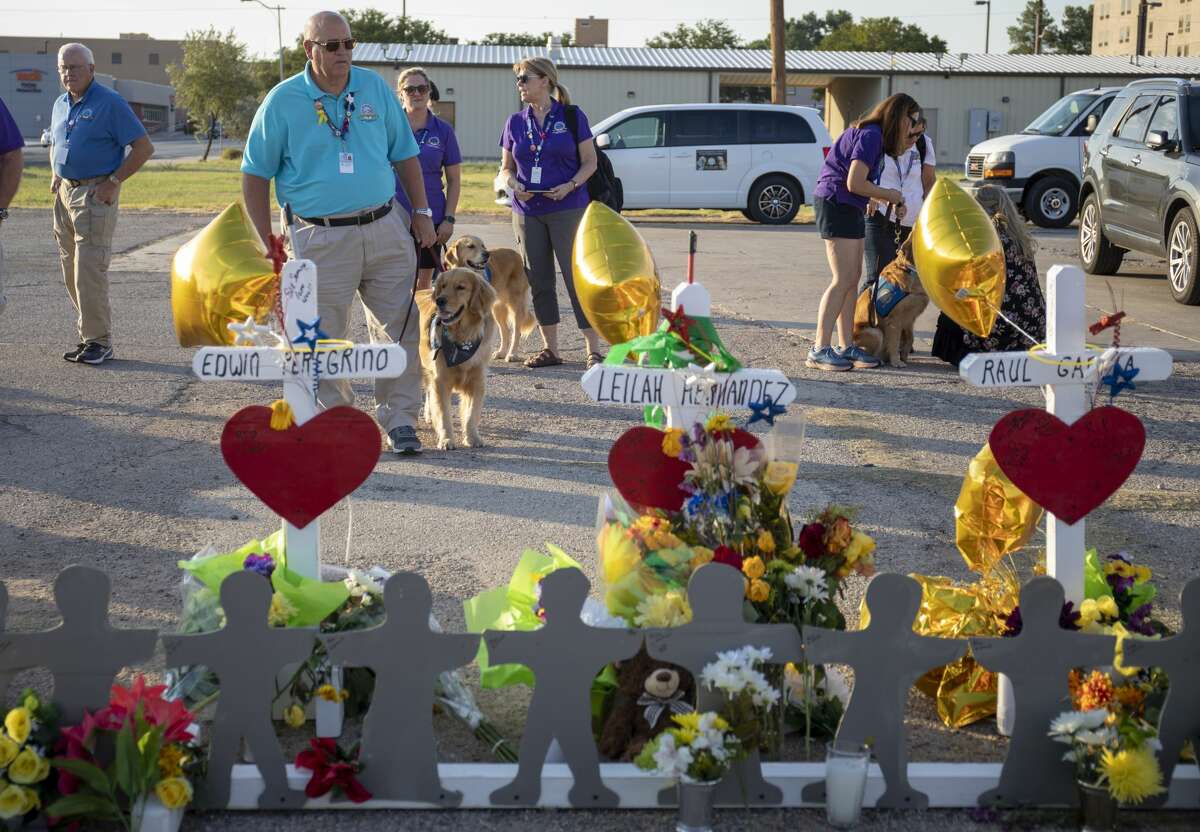 Comfort dogs were available to the public Tuesday, Sept. 3, 2019, at 2nd St. and Sam Houston in Odessa, Texas. Jacy Lewis/Reporter-Telegram