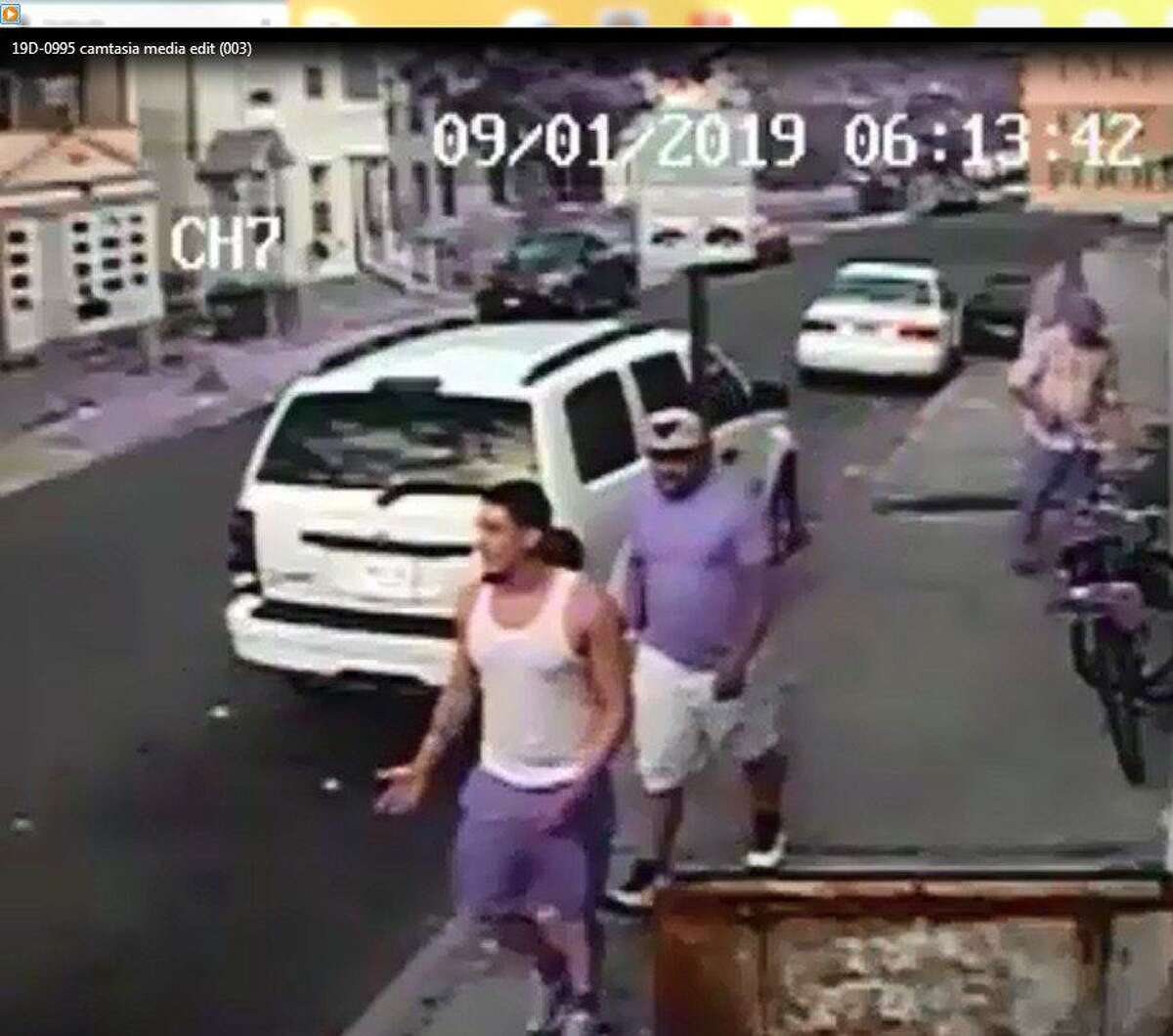 A screenshot from surveillance video released by Bridgeport police Sept. 4, 2019.