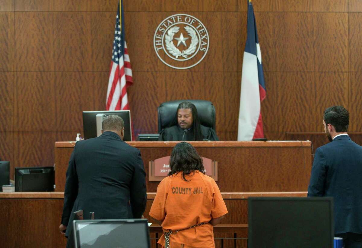 Priscilla Torres, who is charged with evidence tampering in the death of her five-year-old daughter Sienna Patino, appears in State District Judge George Powell's court in downtown Houston, Thursday, Sept. 5, 2019. Sienna Patino's body was discovered in a closet on Labor Day.
