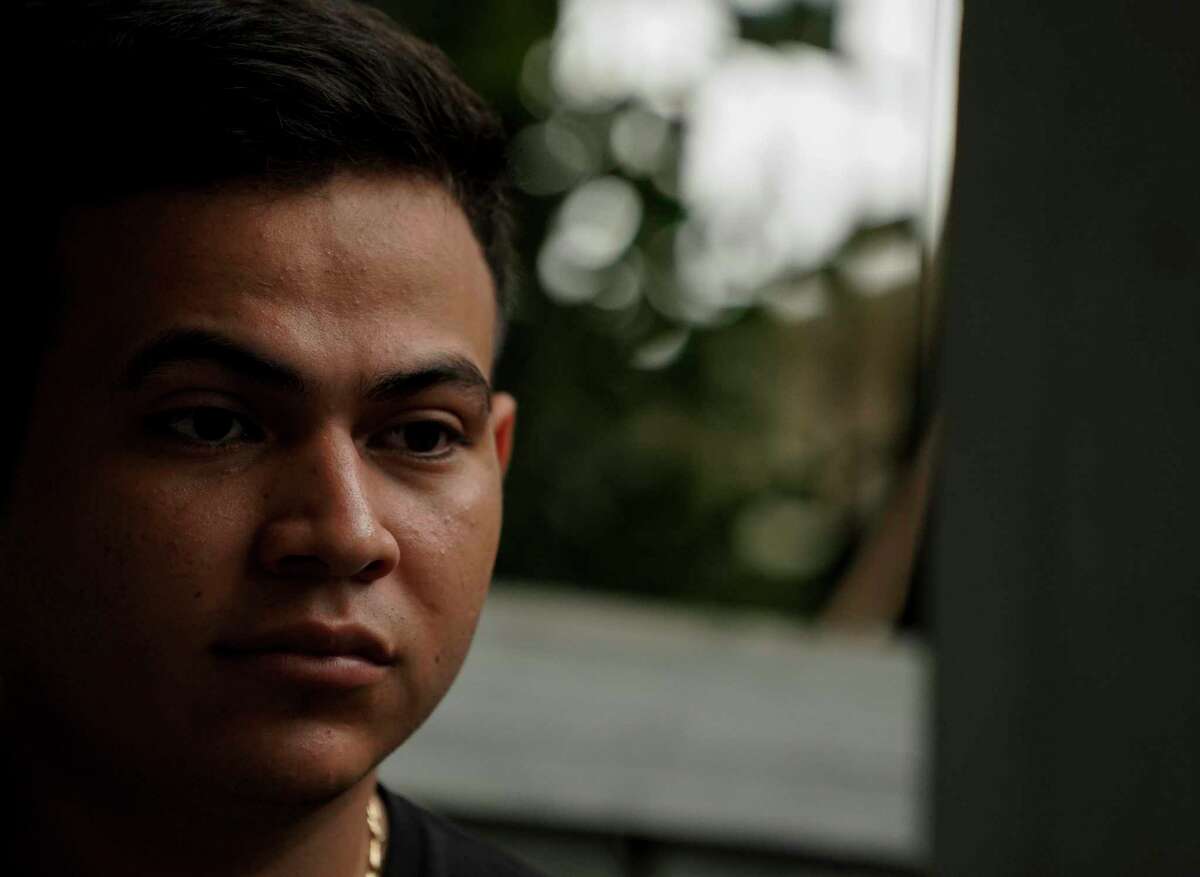 Ariel Palacios, 19, is a senior at Aldine High School, where he is taking AP government and economics even though he's still learning the English language. He wants to stay here and become an electrician, but fears being deported after the Trump administration revoked his legal status.