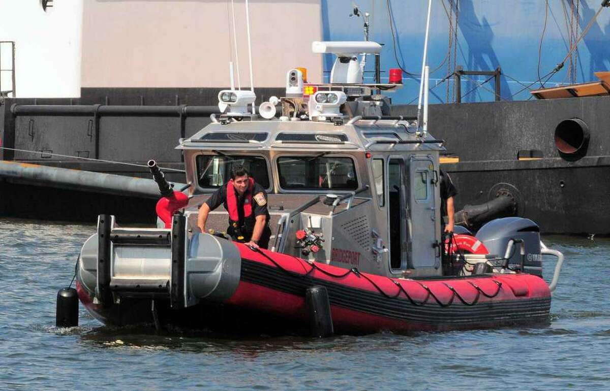 A 2017 file photo of the Bridgeport Fire Department’s fire boat on patrol.