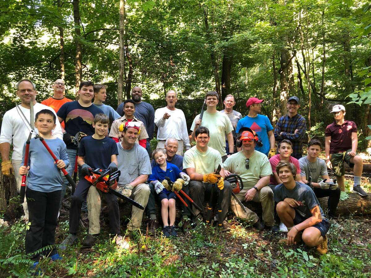 Troop 286 Boy Scouts help clear invasive species in New Canaan