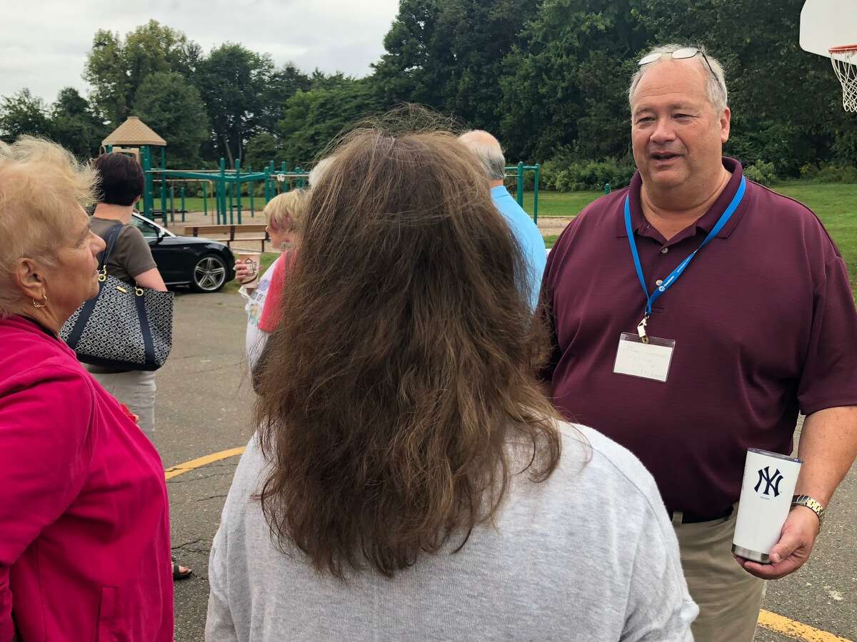 Bernie Simons, who forced the primary for an aldermen seat in the fourth ward, was outside the fourth ward polling location at Mohegan School talking to voters Tuesday, Sept. 10.