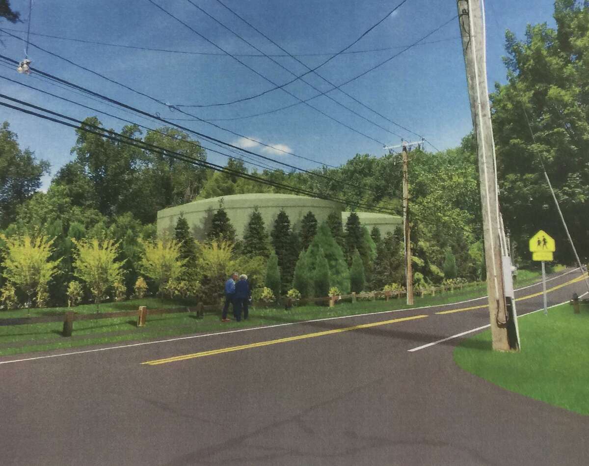 Picture, designed by AECOM, of the original proposed water tanks on North Ave. in Westport. Taken in 2017.
