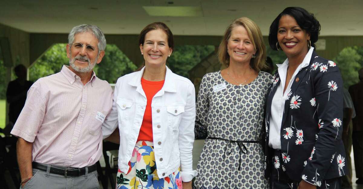 Washington Democrats recently hosted its Proud to be a Democrat 2019 campaign kick-off event at the Town Pavilion. Michelle Gorra and Jay Hubelbank, Democratic candidates for first selectman and board of selectmen, spoke about local issues and their reasons for running for office. The crowd also welcomed a visit from Lt. Governor Susan Bysiewicz, and the surprise arrival of 5th District U.S. Congresswoman Jahana Hayes (D-5th). Each spoke of the importance of getting out the vote this November. The town committee's next scheduled campaign event is a meet and greet event with candidates Oct. 6 at Gunn Memorial Library. Above are, from left to right, Hubelbank, Bysiewicz, Gorra and Hayes.