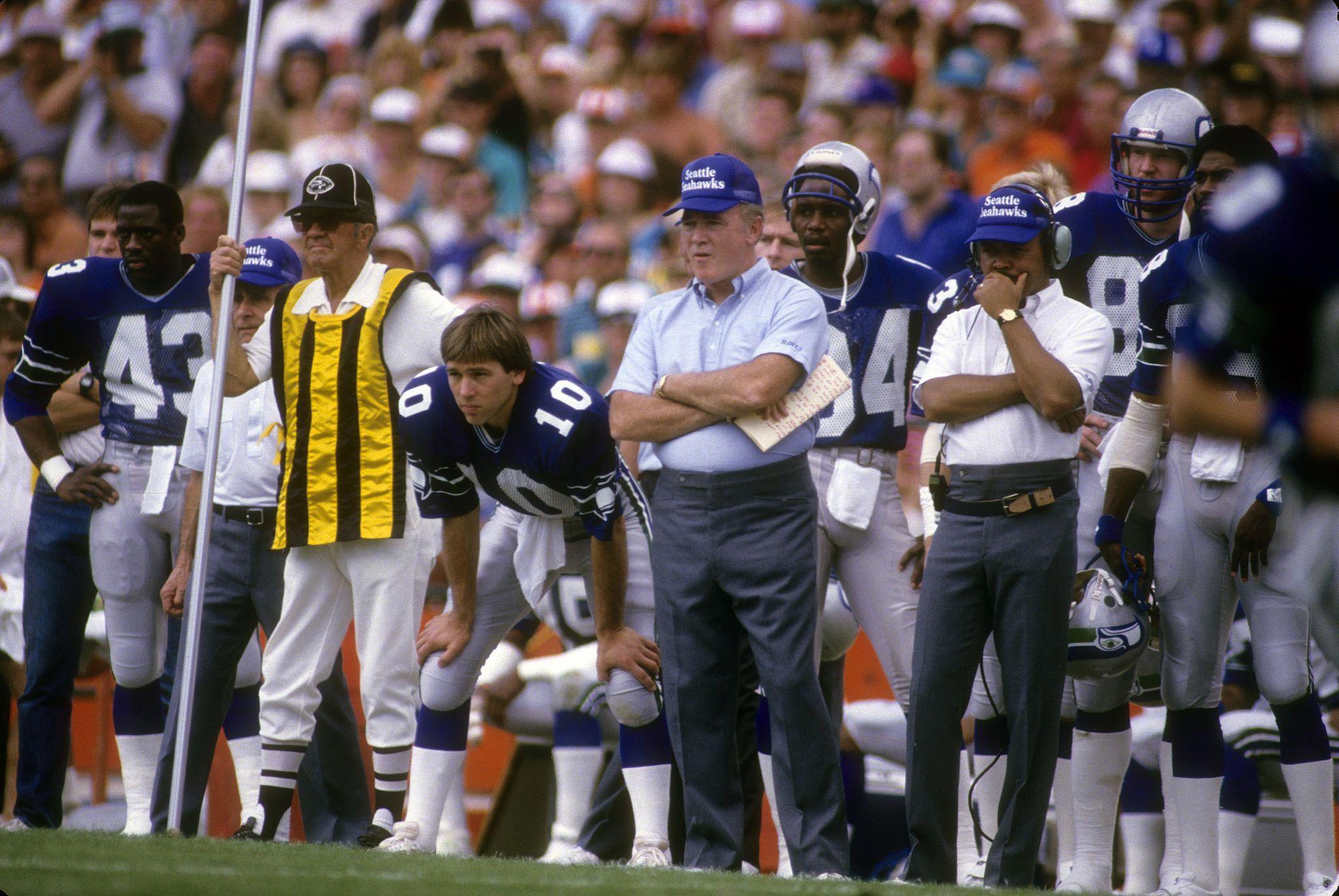 Seattle Seahawks - Seattle Seahawks quarterback Jim Zorn (10) looks to pass  in a 21 - 14 loss to the San Diego Chargers on Dec. 13, 1980 at San Diego  Stadium in