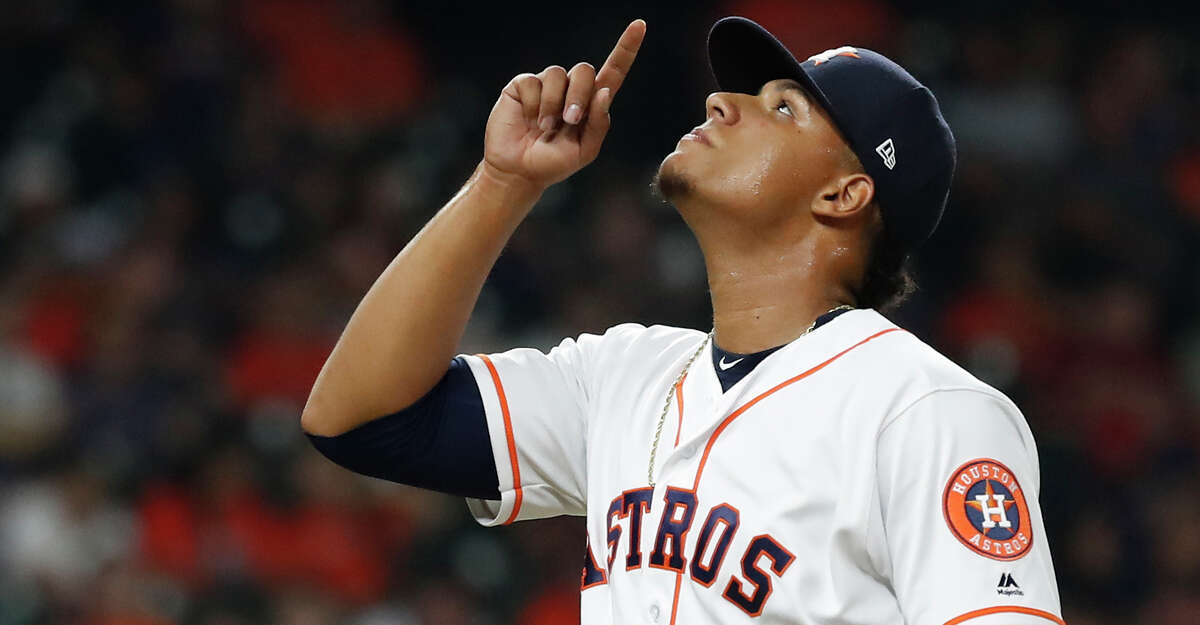 PHOTOS: Astros game-by-game Houston Astros relief pitcher Bryan Abreu (66) reacts after striking out two batters during the seventh inning of an MLB baseball game at Minute Maid Park, Monday, Sept. 9, 2019, in Houston. Browse through the photos to see how the Astros have fared in each game this season.