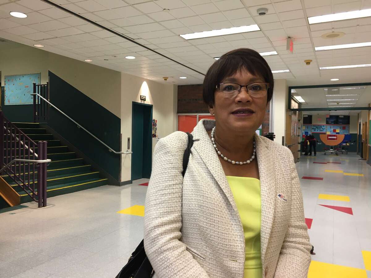 Mayor Toni Harp after voting at the Edgewood School in 2019.