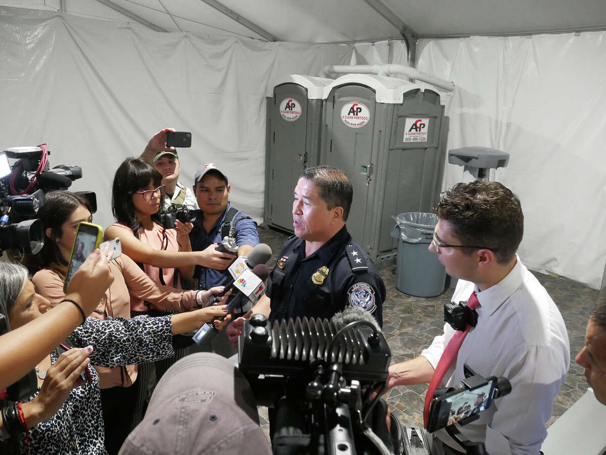 Members of the media were given a tour of the migrant tent facility located on the border. Hearings are set to begin on September 16.