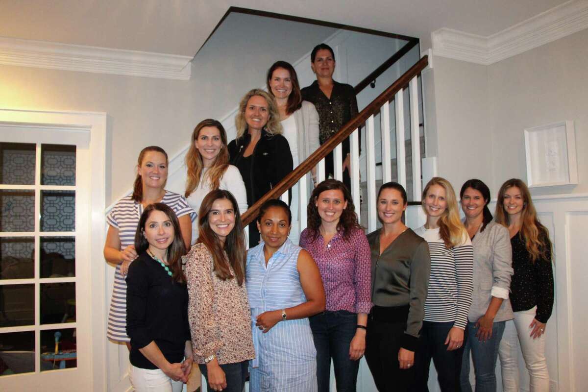 The event committee includes Alyssa Mahoney, bottom, left, Ashley Fisher, Jessenea Leon-Chen, Cristina Paolazzi, Elizabeth Banach, Lauren Capen, Sarah Christensen, and Clare DeSalvo; and Heather Lucas, stairs, left, Ingrid Sarver, Lindsay McGuinn, Ashley Overlander, and Paola Sordoni. Not pictured: Cathy Bailey, Carly Annecchino, Lauren Stevens, Kate Gregory, Ali Ceglarski, Sally Merwin, Tobey Wallace, Meghan Shain, Kelly Meagher, Bethany Armstrong, Gail Kennedy, and Christina Farrell-Danka.