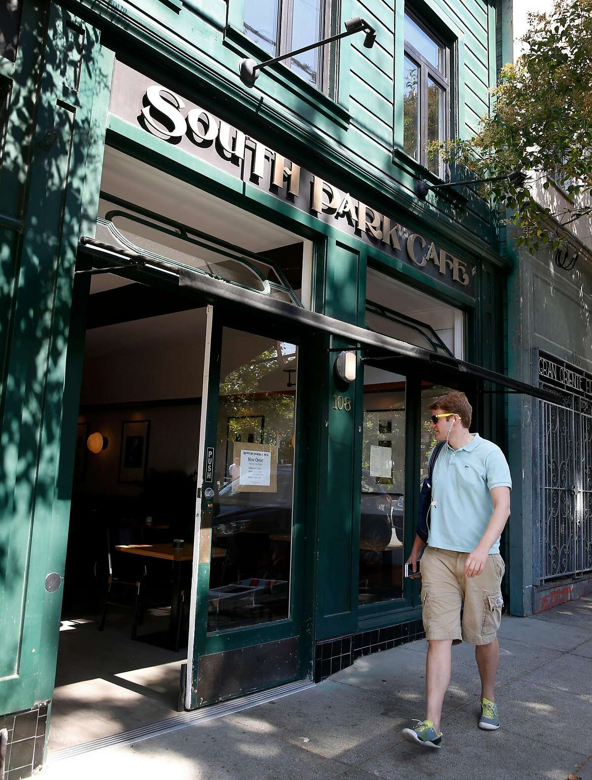 The newly reopened South Park Cafe resumes lunch service in San Francisco, Calif. on Wednesday, Sept. 11, 2019. Tech startup Brex purchased and renovated the cafe after it had been closed for over a year.