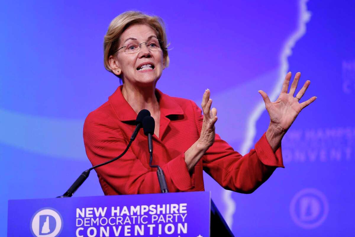 Democratic presidential candidate Sen. Elizabeth Warren, D-Mass., speaks during the New Hampshire state Democratic Party convention, Saturday, Sept. 7, 2019, in Manchester, NH. (AP Photo/Robert F. Bukaty)