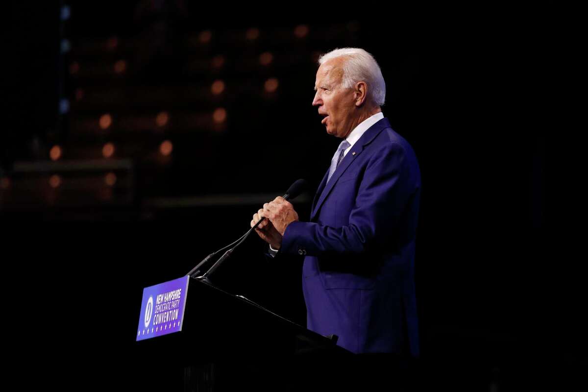 Democratic presidential candidate former Vice President Joe Biden speaks during the New Hampshire state Democratic Party convention, Saturday, Sept. 7, 2019, in Manchester, NH. (AP Photo/Robert F. Bukaty)