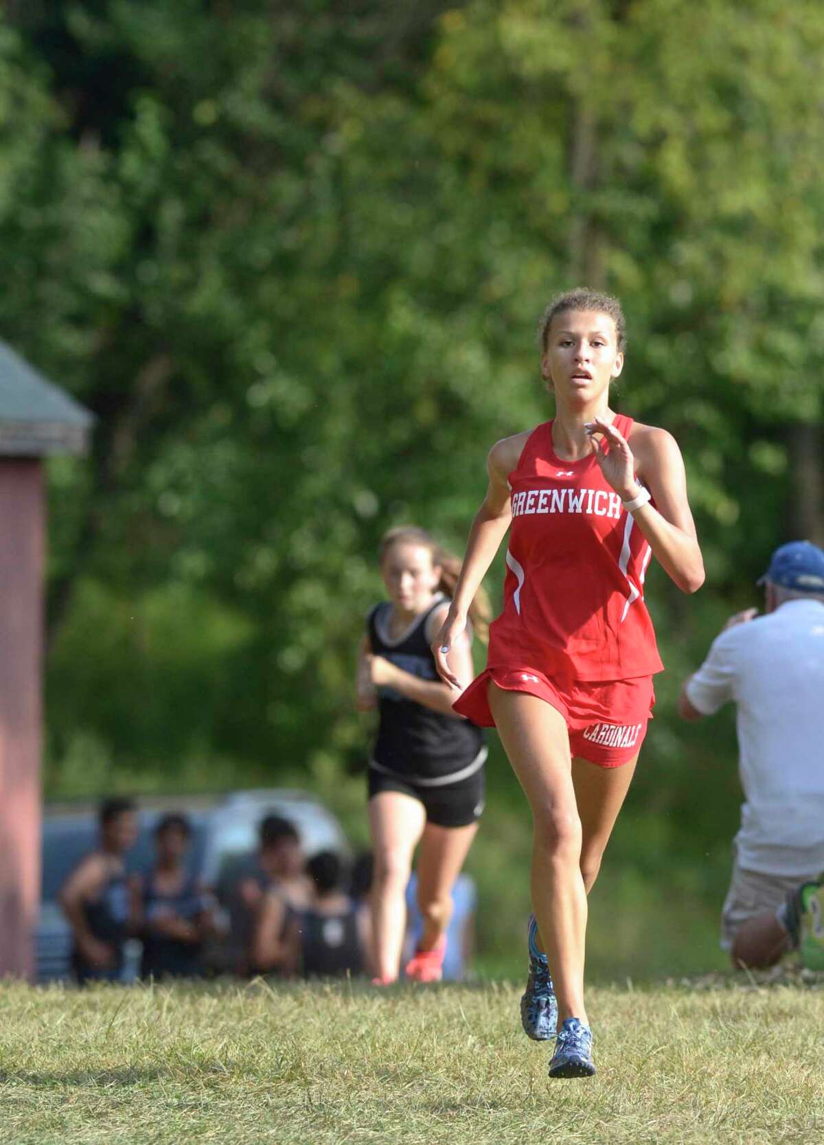 Zoe Harris from Greenwich HS, finished second in the girls Cross Country meet between Fairfield Ludlowe, Greenwich, Norwalk and Danbury high schools, Wednesday, September 11, 2019, at Tarrywile Park, Danbury, Conn.