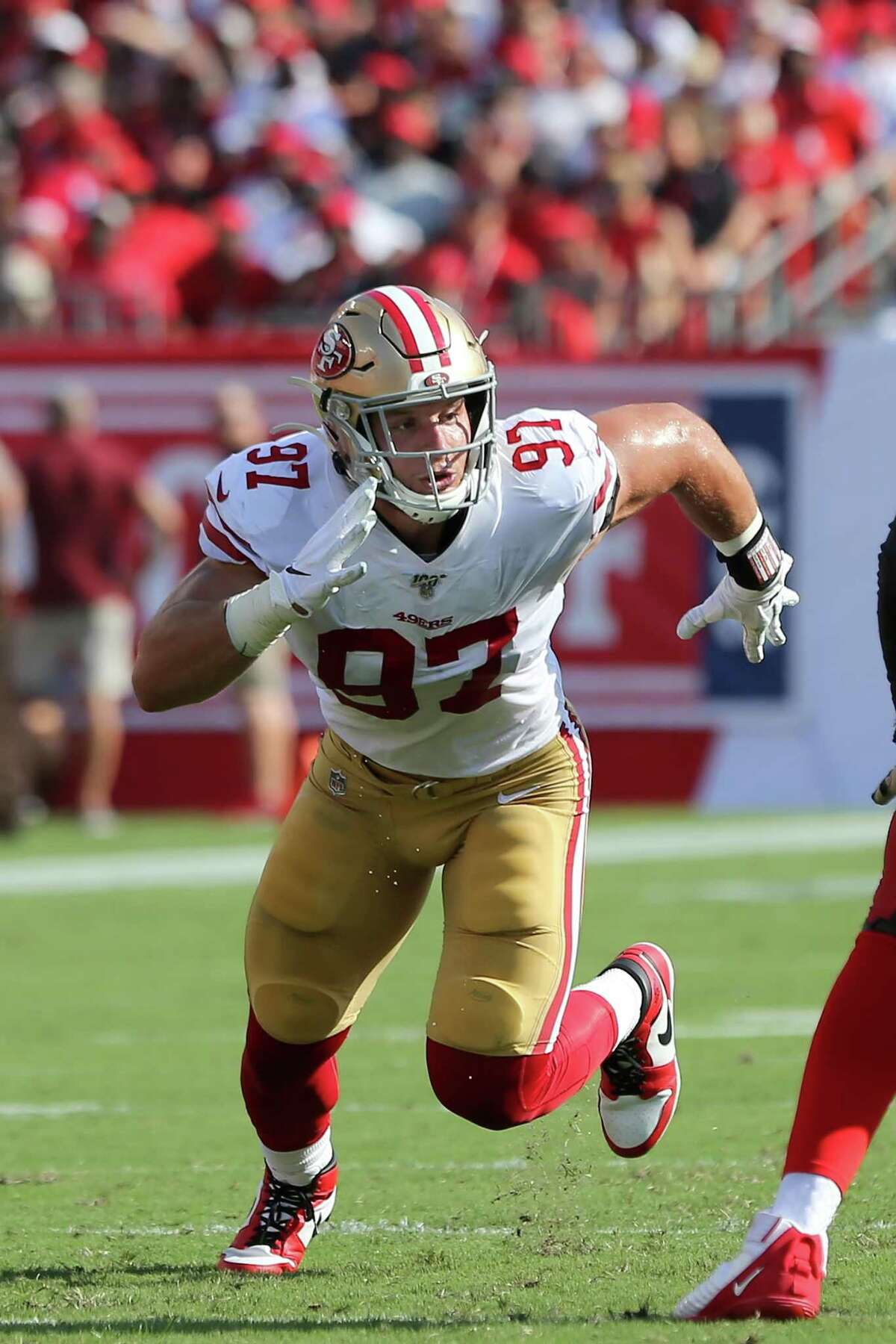 49ers rookie Nick Bosa misses practice with sore ankle