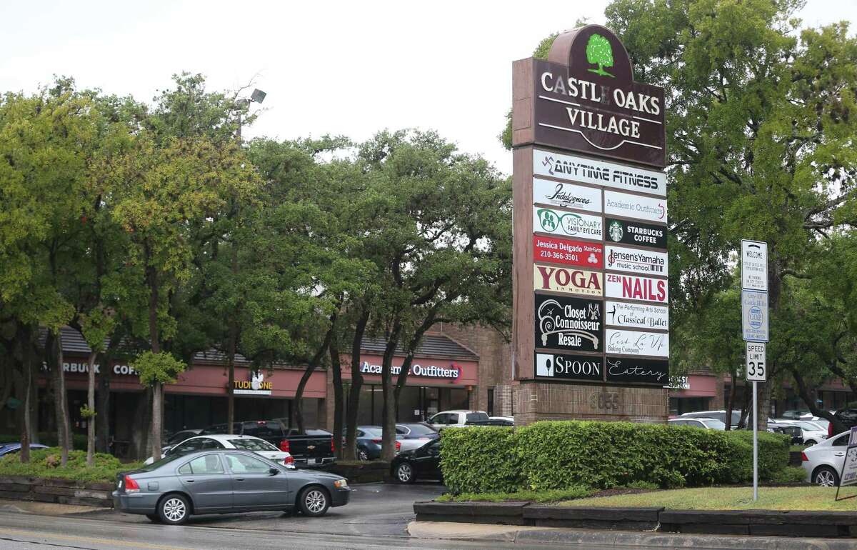 The Castle Oaks Village Shopping Center at the intersection of West Avenue and Lockhill-Selma Road, part of late real estate magnate James F. Cotter’s estate. Son James Val Lee Cotter seeks a court order preventing the court-appointed administrator from selling the shopping center and other properties.