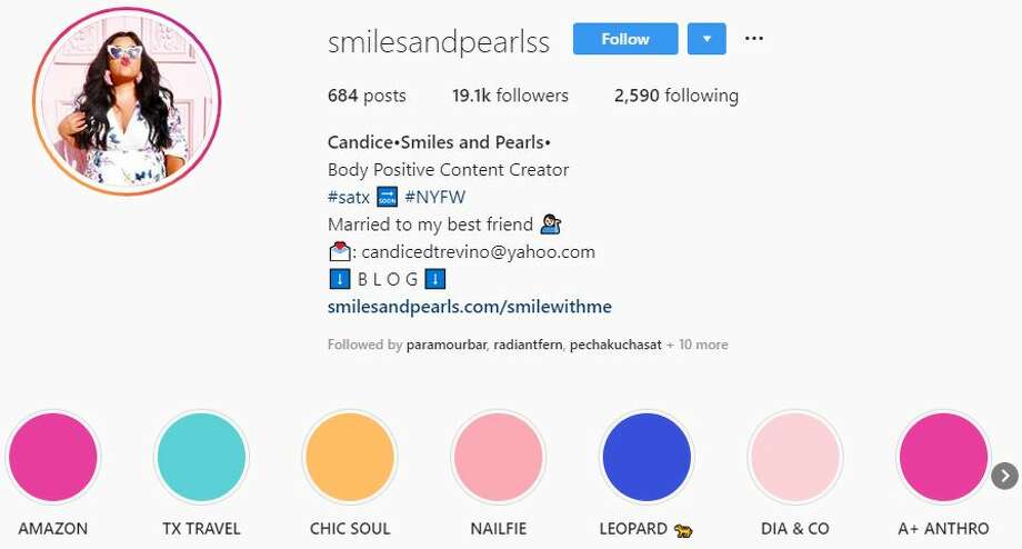 This screenshot of Candice Trevino's Instagram profile for SmilesandPearlss displays her content's focus and her 19.1K followers. Photo: Courtesy Candice Trevino