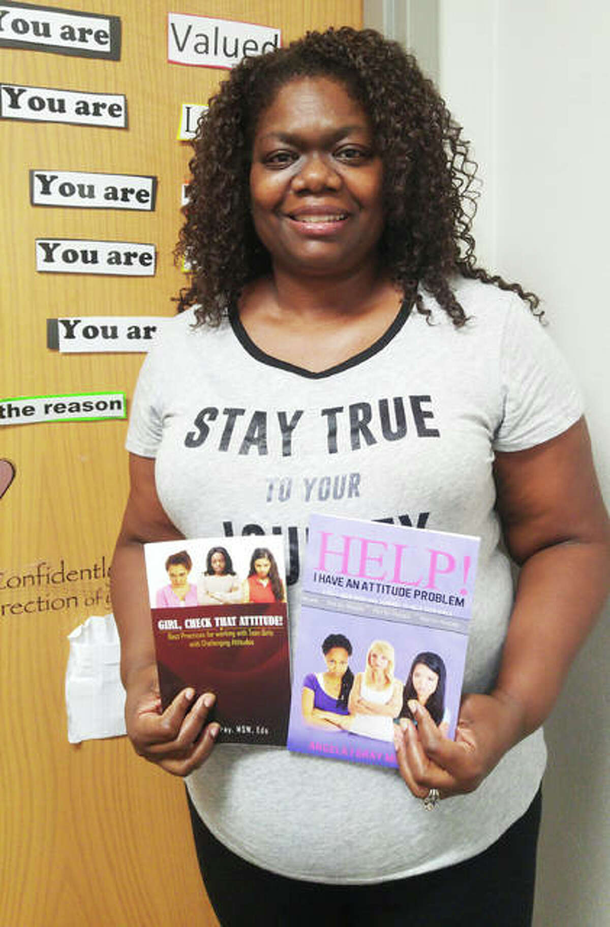 Angela Gray, a social worker at Alton High School for 17 years, finished her second book last month addressing anger issues and attitude problems among young girls.
