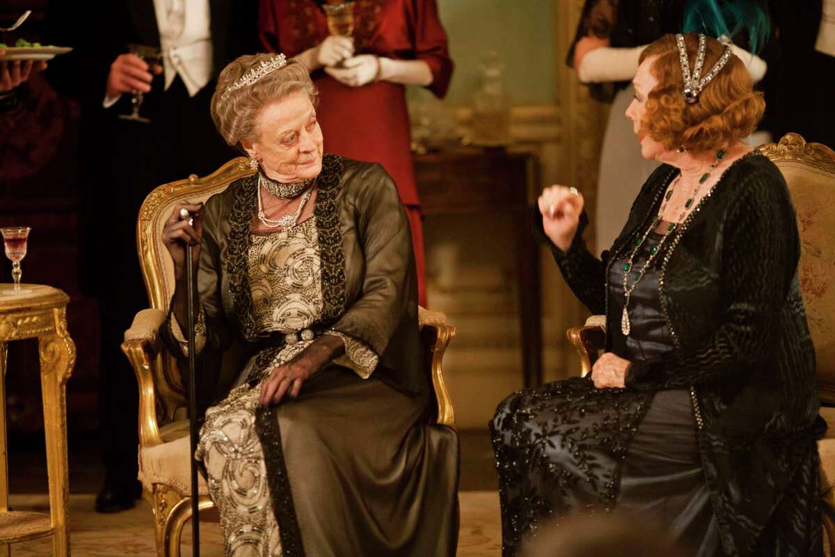 Maggie Smith as the Dowager Countess, left, and Shirley MacLaine as Martha Levinson from the TV series, ‘Downton Abbey.’