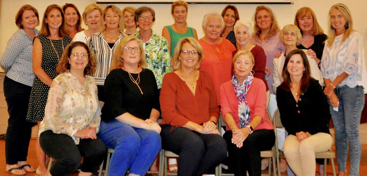 Members of the Wilton Garden Club gathered for their first meeting of the 2019-2020 year on Sept. 9. Seated are members of the executive board, from left, Lisa Caswell, Old Town Hall treasurer; Jennifer Davatzes, vice president; Nancy Greeley, president; Sherry Johnson, secretary and Ann Margaret Mannix, treasurer.
