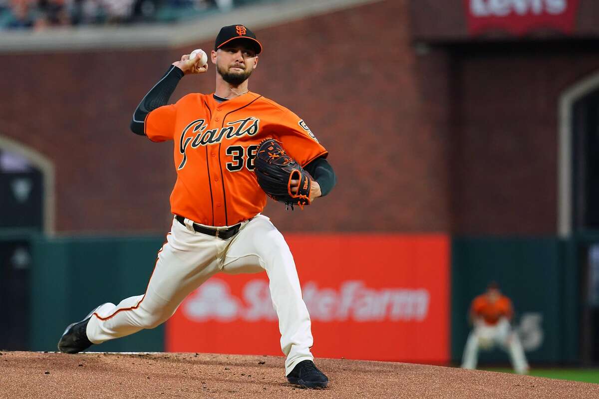 SAN FRANCISCO, CALIFORNIA - SEPTEMBER 13: Tyler Beede #38 of the San Francisco Giants pitches during the first inning against the Miami Marlins at Oracle Park on September 13, 2019 in San Francisco, California. (Photo by Daniel Shirey/Getty Images)
